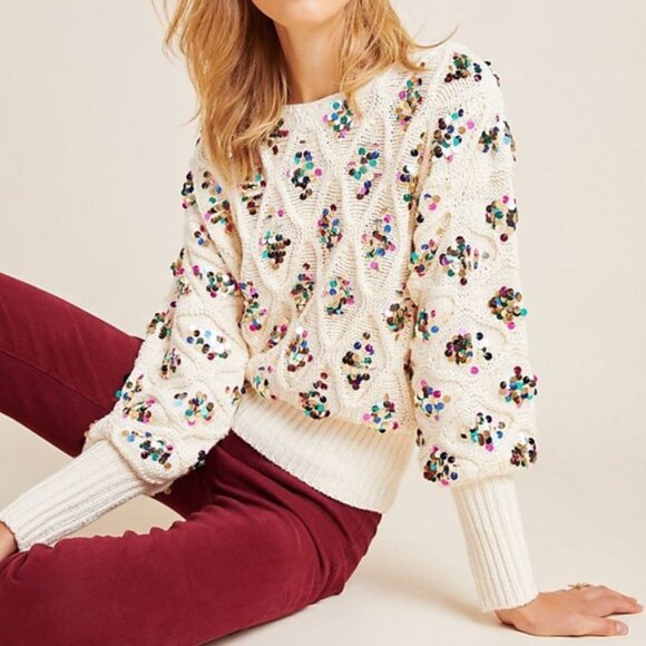 Anthropologie Lara Sequined Sweater - Picture 1 of 12